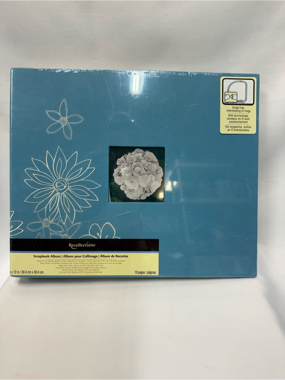 Recollections Blue Floral Scrapbook Album with White Flower Accent